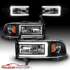 1994-2002  For Dodge Ram 1500 2500 3500 Black LED C LIGHT BAR Headlights picture
