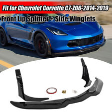 For 2014-19 Corvette C7 Z06 Stage 3 Carbon ABS Front Lip Splitter Side Winglets picture