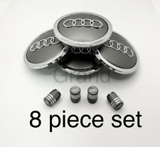 Audi Wheel Rim Center Hub Caps & Tire Valve Stem Air Caps 69mm Gray 4B0601170A picture