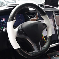 Carbon Fiber&Leather Steering Wheel Stitch on Wrap Cover For Tesla Model X/S picture