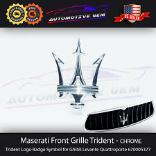 Maserati Front Grille Emblem Chrome Trident Logo Badge Radiator Symbol 670005377 picture