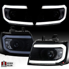 Fit 2007-2014 Chevy Tahoe Suburban Avalanche Smoke LED DRL Projector Headlights picture
