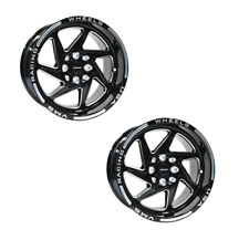 VMS Typhoon Black Milled Polished Drag Racing Rims Wheels 15X8 4X100 +20 ET x2 picture