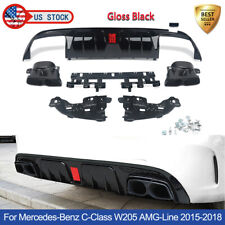 Rear Diffuser Lip W/Exhaust Tips For Mercedes-Benz C-Class W205 C300 C63 C43 AMG picture