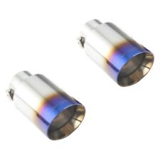 XFORCE ES-FST16-BLUETIP - SS Round Angle Cut Clamp-On Dual Blue Exhaust Tips picture
