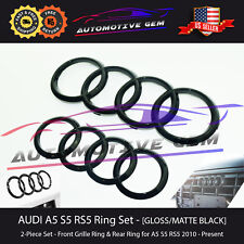 AUDI A5 Ring BLACK Front Grille & Rear Trunk Emblem Lid Logo Hatch Badge S5 RS5 picture