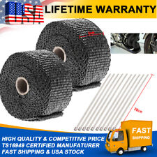 2x Roll 50mm*5M Titanium Lava Header Manifold Exhaust Heat Wrap Tape Ties Kit US picture