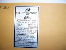 Shelby Cobra Tire Pressure Decal d586 $9.95 picture