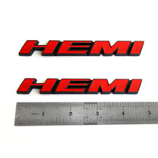 2x OEM Hemi Emblems Badges Side  oblique for Challenger Chrysler Black Red picture