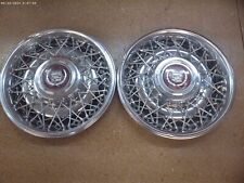 WHEEL COVERS PAIR🛞1986-93??CADILLAC FLEETWOOD, BROUGHAM ETC 15″ WIRE HUBCAPS picture
