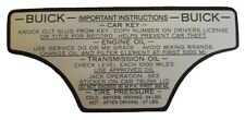 1959 Buick Electra Invicta Lesabre Tire Pressure Key Oil Glove Box Decal picture