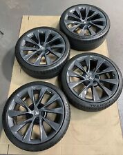 OEM 12-21 Tesla Model S 21” Sonic Carbon Twin Turbine Wheel & Tire Set Staggered picture