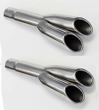NEW 1967 - 1969 Mustang Stainless Steel Exhaust Quad Tips Pair GT Rolled edge picture