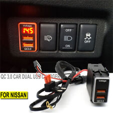 Fit Nissan QC3.0 QuickCharger Dual USB Phone Adapter Ports LED Digital Voltmeter picture