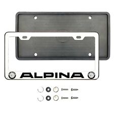 Alpina Black Laser Etched Chrome Stainless Steel License Frame Silicone Guard picture