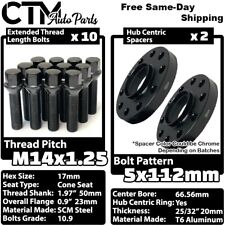 2x 20mm Thick 5x112 66.56mm CB Wheel Spacer + 14x1.25 Black Bolt Fit Latest BMW picture