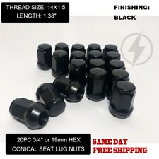 20Pc Black Lug Nuts 14X1.5 For Chevy Camaro SS Dodge Challenger Charger Hellcat picture