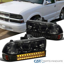 Fits 98-04 Chevy S10 Blazer Pickup Smoke Lens Headlights+Tinted LED Bumper Lamps picture