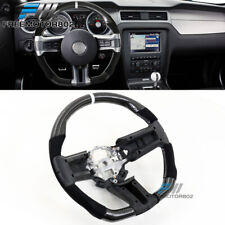 Fits 10-14 Ford Mustang Steering Wheel Carbon Fiber & Alcantara W/White Stitch picture