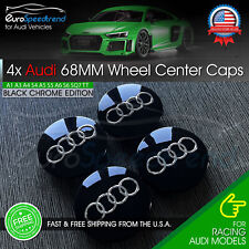 Audi Black Chrome 68mm Wheel Rim Center Hub Caps Emblem 4PC Set 4B0601170A OE picture