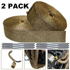 2 Pack 2-inch 50ft Titanium Exhaust Heat Wrap for Cars and Motorcycles picture