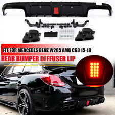 B STYLE BUMPER DIFFUSER + BLACK EXHAUST TIPS FOR 15-21 BENZ W205 C63 C43 SEDAN picture